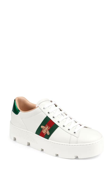 gucci white ace platform sneakers|gucci platform sneakers outfit.